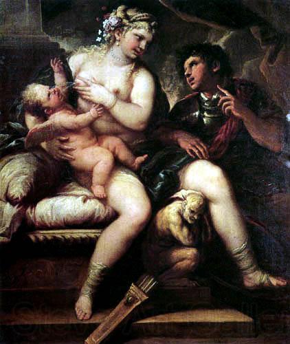 Luca  Giordano Venus Cupid and Mars Spain oil painting art